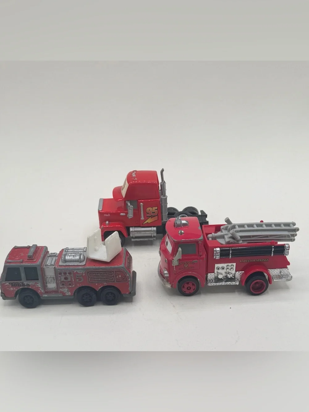 Disney Cars Mack Truck, Fire Truck Action Drivers, & 1992 TONKA Steel Fire Truck